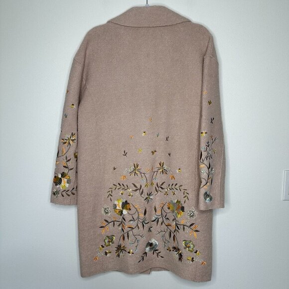 Driftwood Innsbruck Embroidered Coat Size XS Beige Wool Blend Boho Hippie Fall - Picture 2 of 11